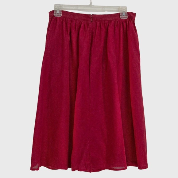 Ann Taylor Size 4 Petites 4P Skirt Women's Linen Lined Maroon Red A-line 24"L - Picture 2 of 12